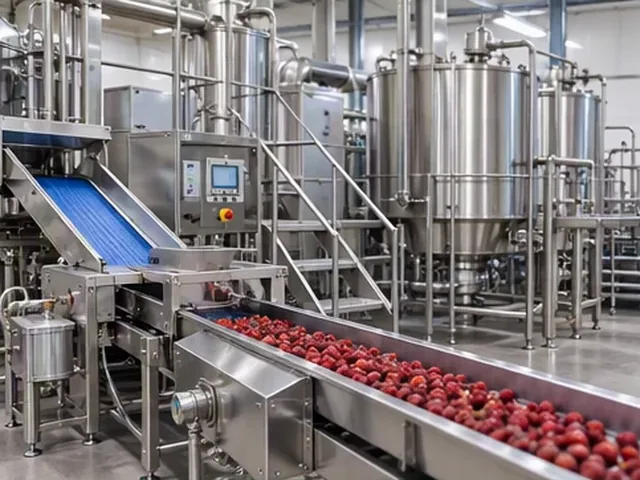 Fruits sur une ligne de transformation